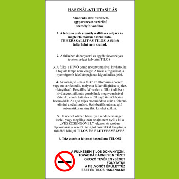 Felvonó, lift matricák