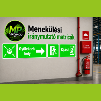 Menekülési iránymutató öntapadó matrica