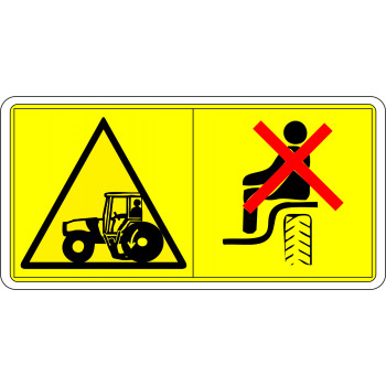 Tilos! Traktor kerekek alá esés veszélye!