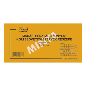 Kiadási pénztárbizonylat, B. 318-103/V.r.sz. 25x2 lapos tömb.