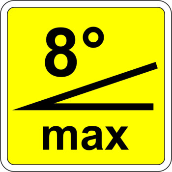 Maximális dőlésszög 8°
