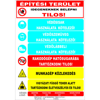 Kombinált munkavédelmi matrica építkezésekre 08