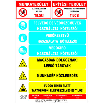 Kombinált munkavédelmi matrica építkezésekre 06
