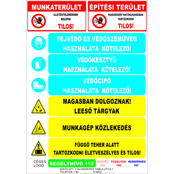 Kombinált munkavédelmi matrica építkezésekre 05