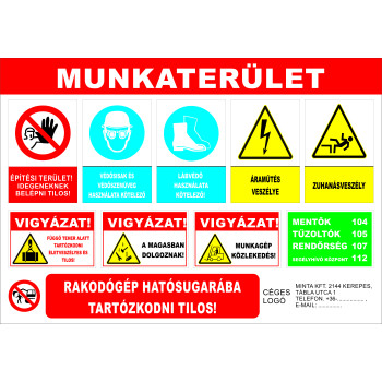 Kombinált munkavédelmi matrica építkezésekre 02