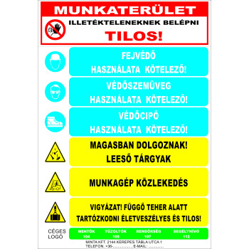 Kombinált munkavédelmi matrica építkezésekre 07