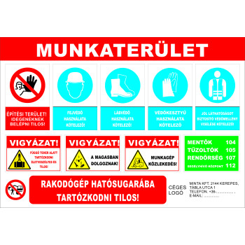 Kombinált munkavédelmi matrica építkezésekre 03