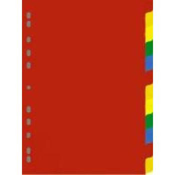 Regiszteres elválasztó karton, színes, 12 db-os
