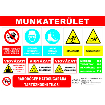 Kombinált munkavédelmi matrica építkezésekre 01