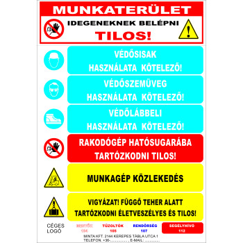 Kombinált munkavédelmi matrica építkezésekre 04